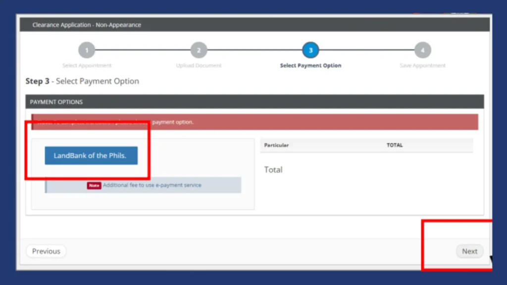Landbank option for the clearance fee payment