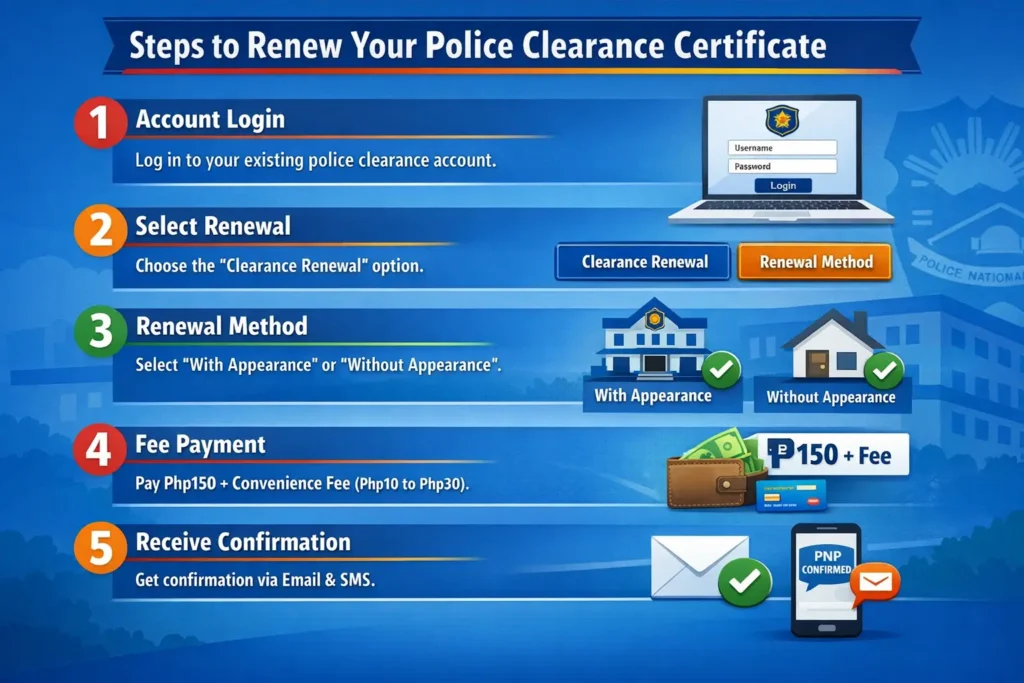 Police clearance renewal online process infographics
