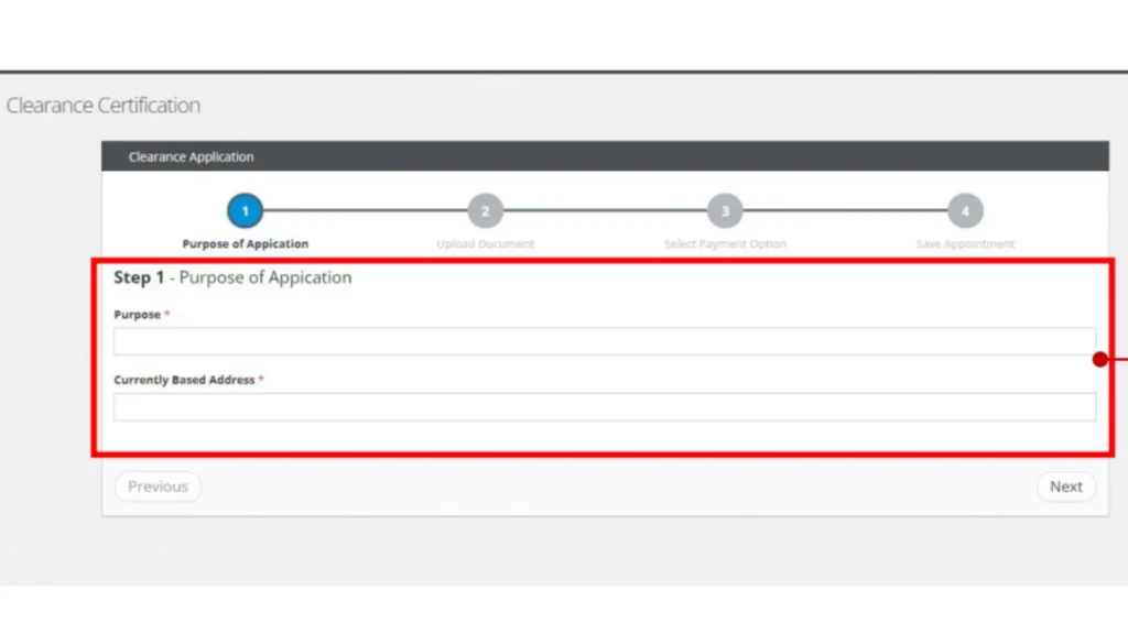 Selecting purponse of certitification and entering address