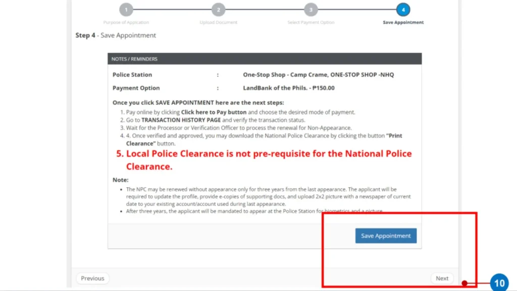 Saving PNP Clearance certification appointement