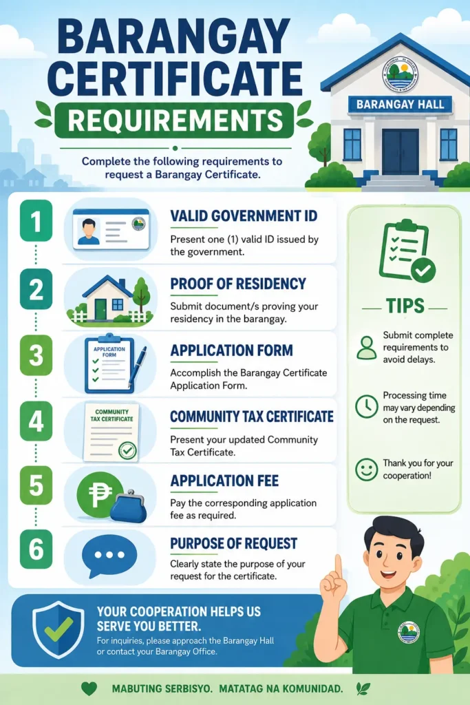 Barangay Certificate Requirements